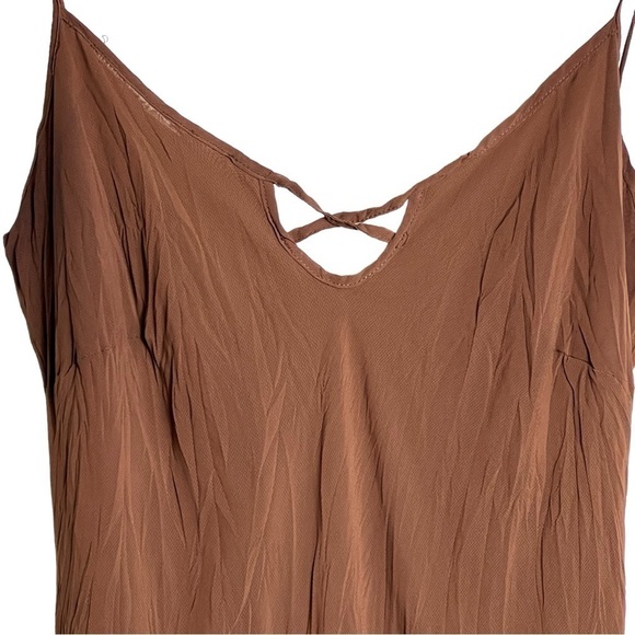 People Like Frank Maxi Dress Women's Medium Brown Strappy Lined Tiered FLAW - Picture 3 of 10